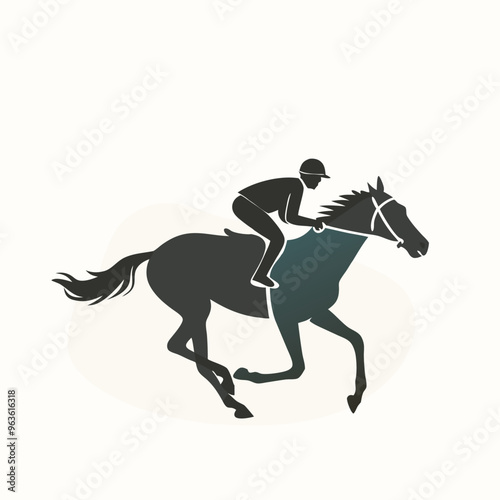male Horse racing, vector silhouette running horse and jockey,  vector silhouette illustration, 