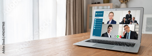 фотографія Business people on video conference for modish virtual group meeting of corprate