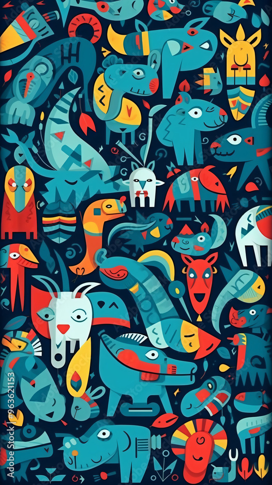seamless abstract pattern with animals seamless abstract pattern with animals