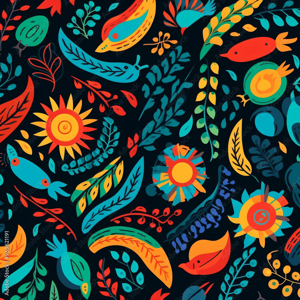 Fototapeta premium seamless abstract pattern with leaves