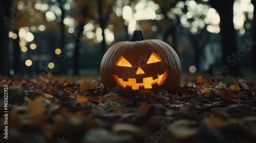 Kind Halloween Pumpkin in the park