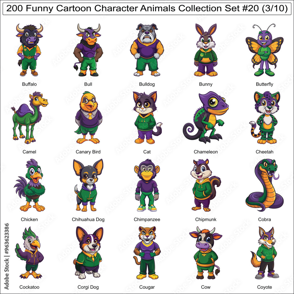 Funny Cartoon Character Animals Collection Set of 200 Isolated Animals Part 3 Funny Cartoon Character Animals Collection Set of 200 Isolated Animals Part 3