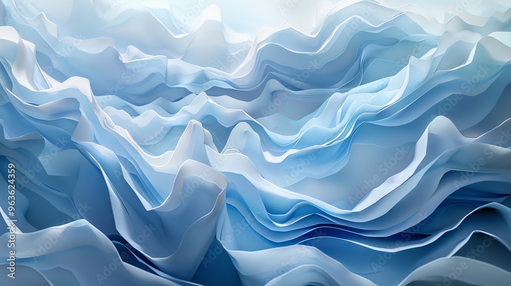 The scene features layers of delicate, cut-out paper shapes forming soft, flowing clouds and abstract wind patterns. The scene features layers of delicate, cut-out paper shapes forming soft, flowing clouds and abstract wind patterns.
