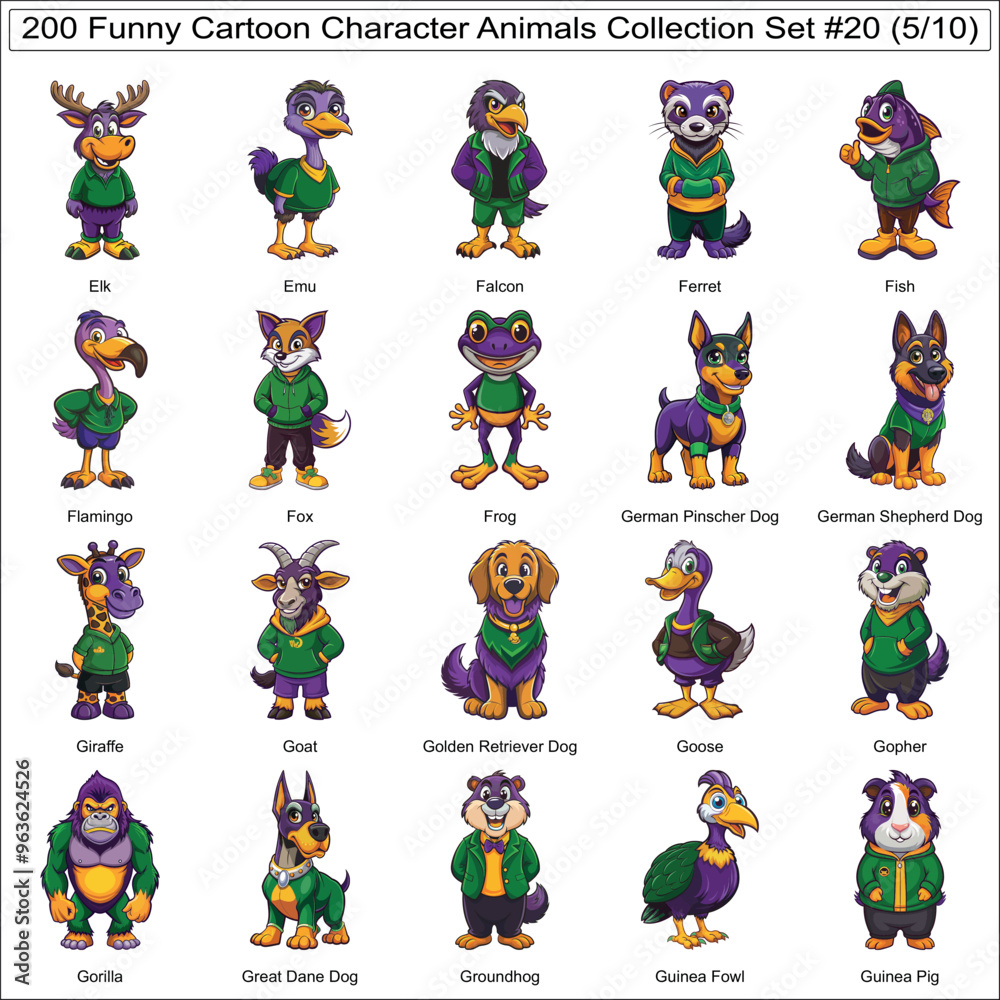 Funny Cartoon Character Animals Collection Set of 200 Isolated Animals Part 5 Funny Cartoon Character Animals Collection Set of 200 Isolated Animals Part 5