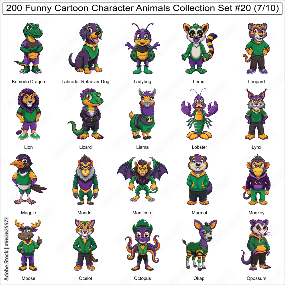 Funny Cartoon Character Animals Collection Set of 200 Isolated Animals Part 7 Funny Cartoon Character Animals Collection Set of 200 Isolated Animals Part 7