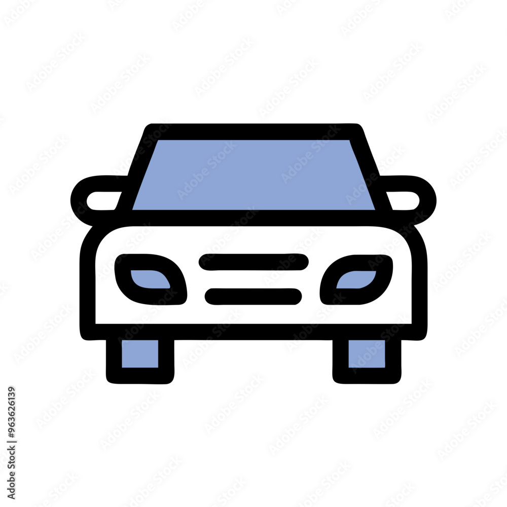 Car icon with blue accents symbolizing transportation and travel