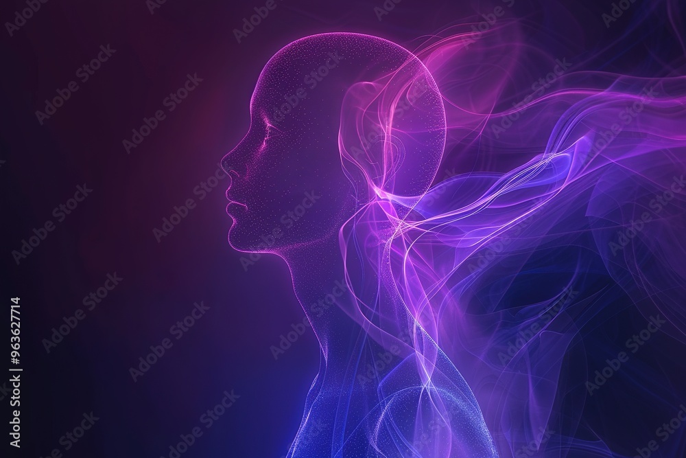 Abstract 3d illustration of a female face made of colored smoke, Ai Generated Abstract 3d illustration of a female face made of colored smoke, Ai Generated