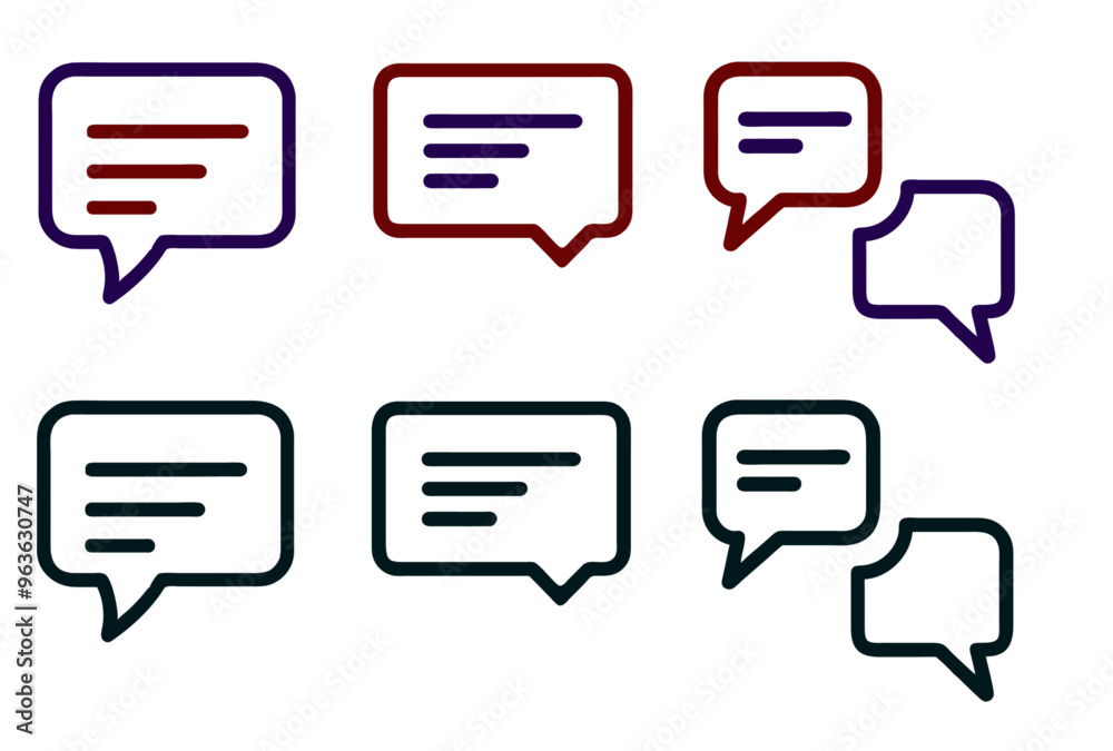 Set of communication icons. Crimson and navy + black colors Set of communication icons. Crimson and navy + black colors