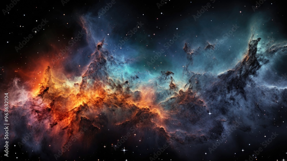Obraz premium A breathtaking view of a nebula in space, with vibrant colors and swirling clouds of gas and dust.