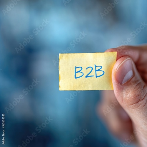 Wallpaper Mural Person holding a note with the text B2B for business to business. Torontodigital.ca