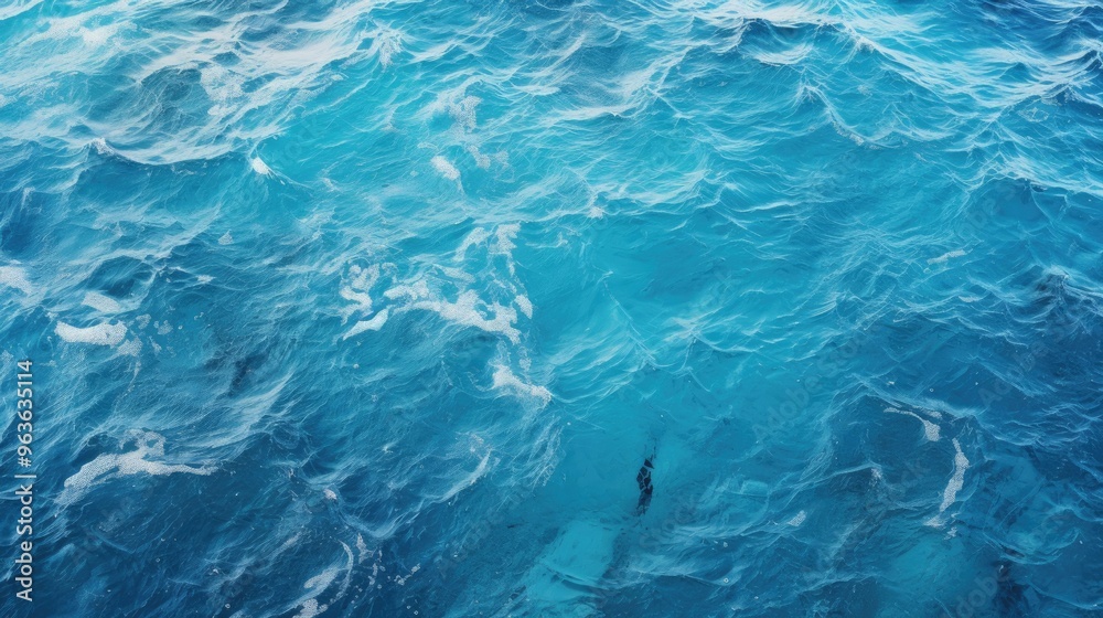 Fototapeta premium A serene blue ocean surface with gentle waves and whitecaps, creating a calming and peaceful atmosphere.