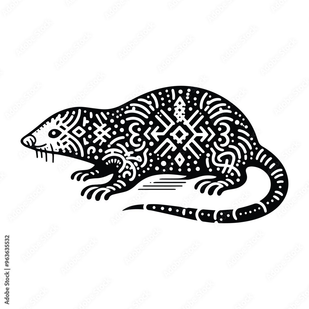 Mole in zentangle art, stencil logo, black and white animal illustration Mole in zentangle art, stencil logo, black and white animal illustration