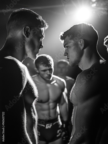 Two men are in a boxing ring, one of them is wearing a shirt that says UFC