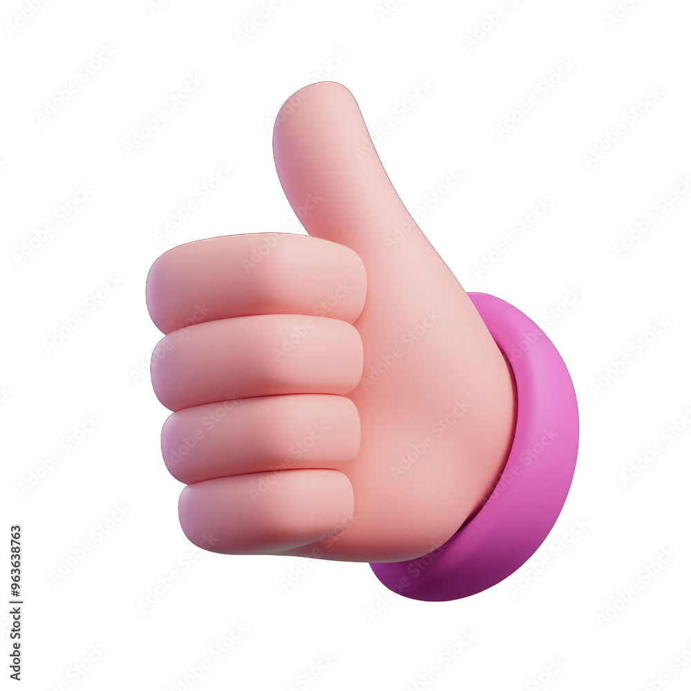 A colorful 3D illustration of a thumbs-up gesture, symbolizing approval, positivity, and encouragement in digital communication. 3d render A colorful 3D illustration of a thumbs-up gesture, symbolizing approval, positivity, and encouragement in digital communication. 3d render