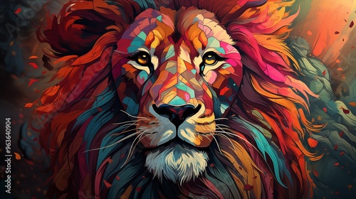 Colorful lion to print on t-shirt