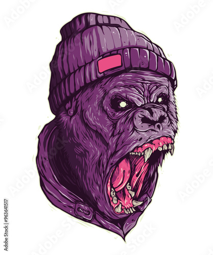 Rad Monkey, vector art character graphic drawing illustration for stickers, streetwear, t-shirts, logos, print-on-demand, print, or branding