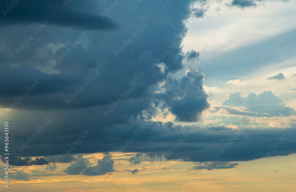 Fototapeta premium cumulonimbus clouds and nimbostratus clouds in the evening sky