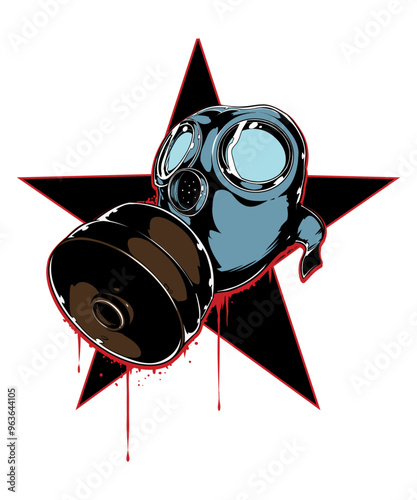 Hazmat Mask, vector art character graphic drawing illustration for stickers, streetwear, t-shirts, logos, print-on-demand, print, or branding photo