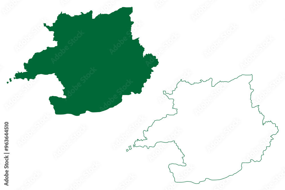 Obraz premium Betul district (Madhya Pradesh State, Narmadapuram division, Republic of India) map vector illustration, scribble sketch Betul map