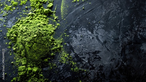 Black background enhances matcha tea powder