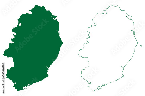 Tableau sur toile Bhavnagar district (Gujarat State, Republic of India) map vector illustration, s