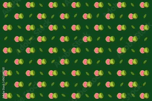 seamless pattern, seamless pattern with guava, illustration of fruits, fruit, green background, wallpaper, fruit background, food, green