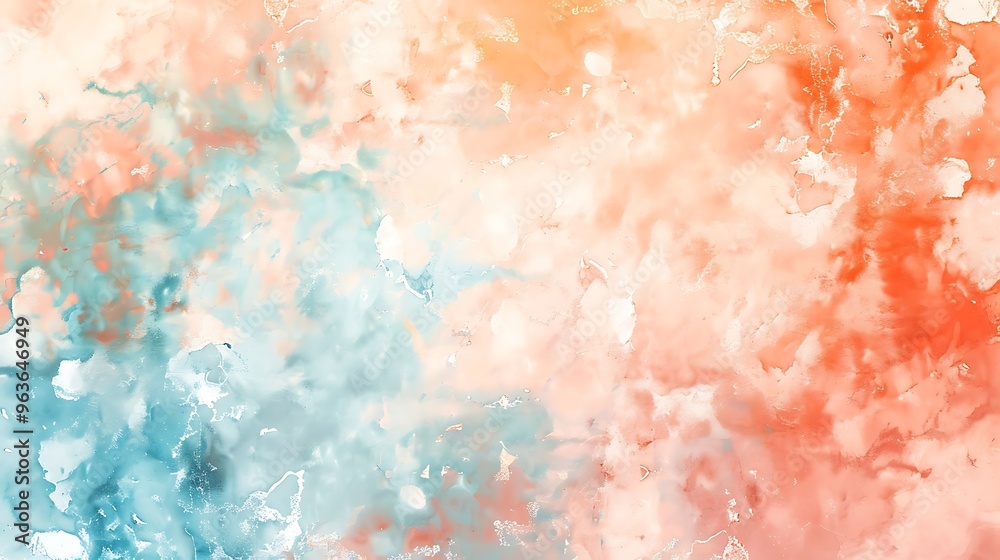Obraz premium A harmonious blend of pastel peach, coral, and sky blue, creating a soothing and delicate spring abstract background, perfect for themes of renewal and freshness