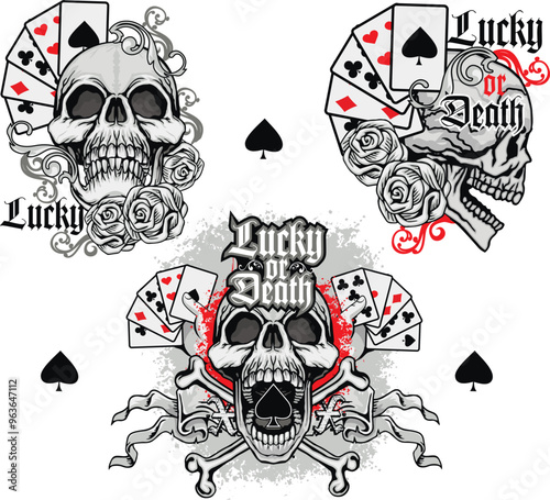ace of spades with skull, grunge vintage design t shirts
