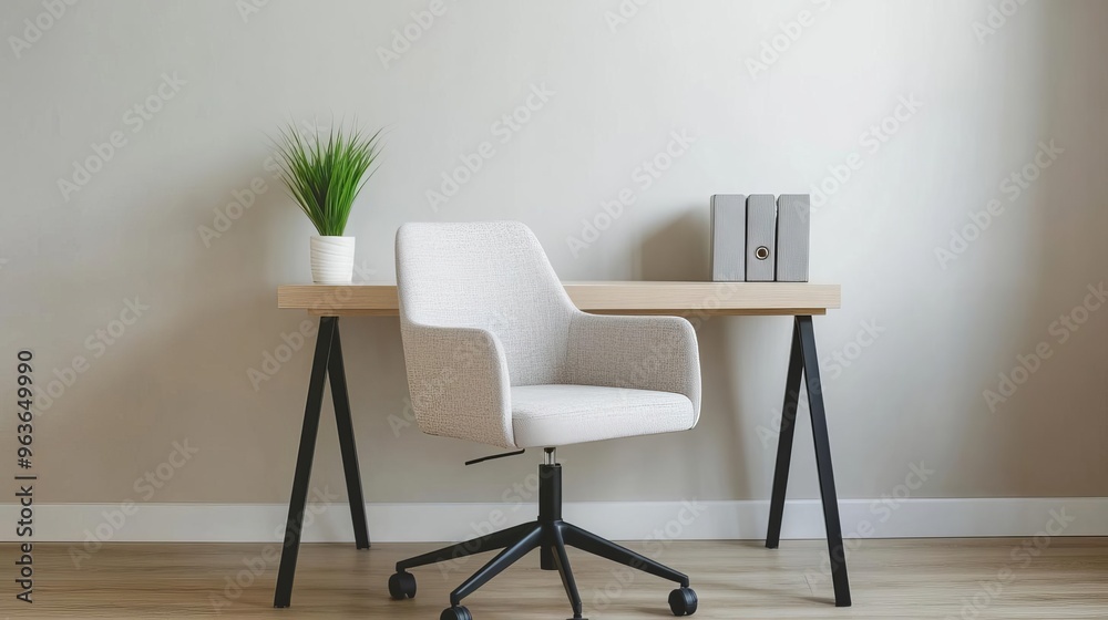 A stylish office chair and desk with natural light, modern productivity corner, airy workspace A stylish office chair and desk with natural light, modern productivity corner, airy workspace