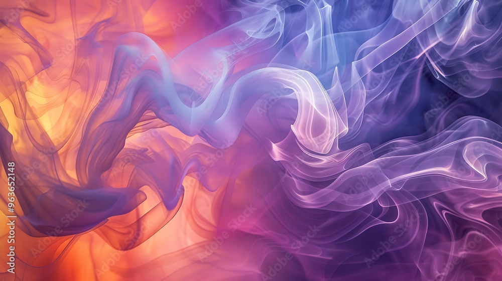 Fototapeta premium Delicate waves and swirls of colorful smoke create a mesmerizing abstractive visual, perfect for themes involving imagination and creativity