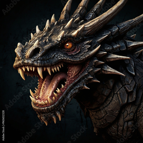 dragon head isolated on black