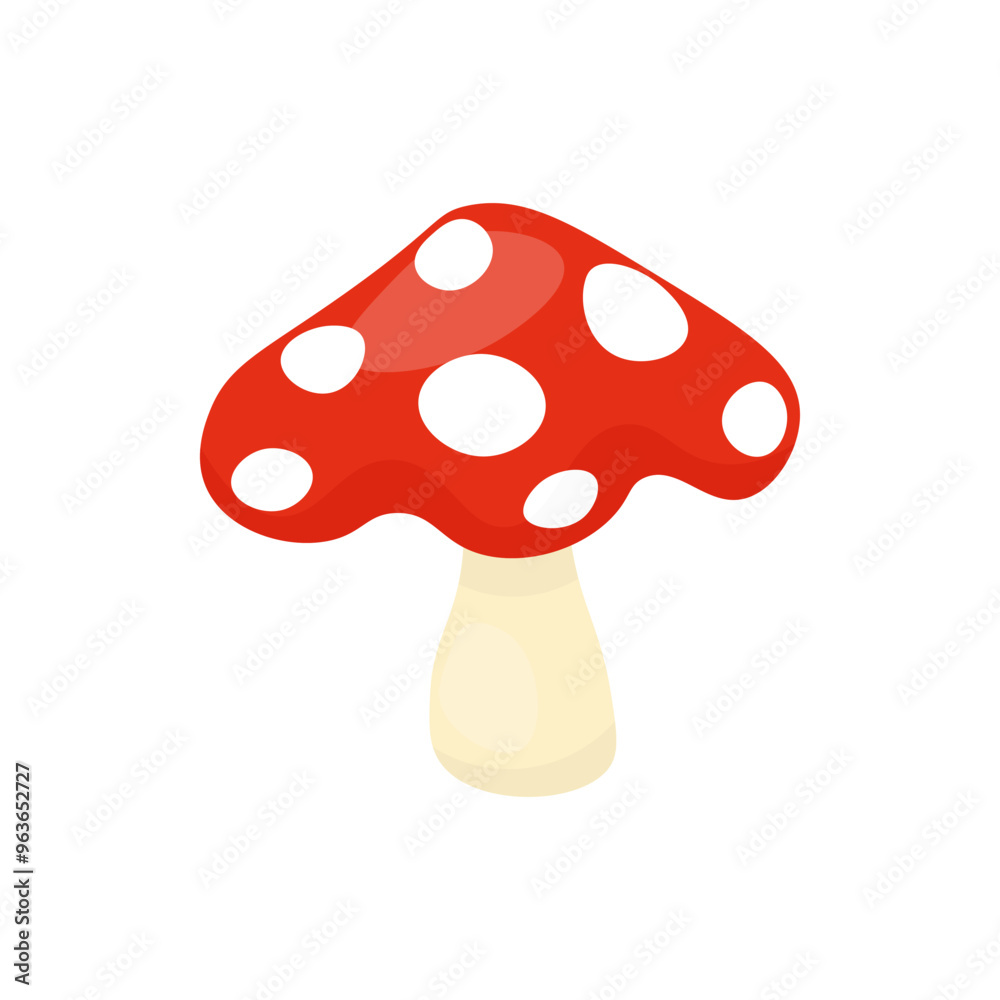 Cute cartoon fly agaric clipart in color. Graphic design vector illustration. Clipart isolated on white background. Cute cartoon fly agaric clipart in color. Graphic design vector illustration. Clipart isolated on white background.