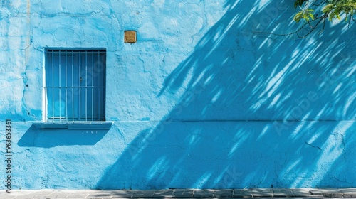 Wall painted with blue color. photo