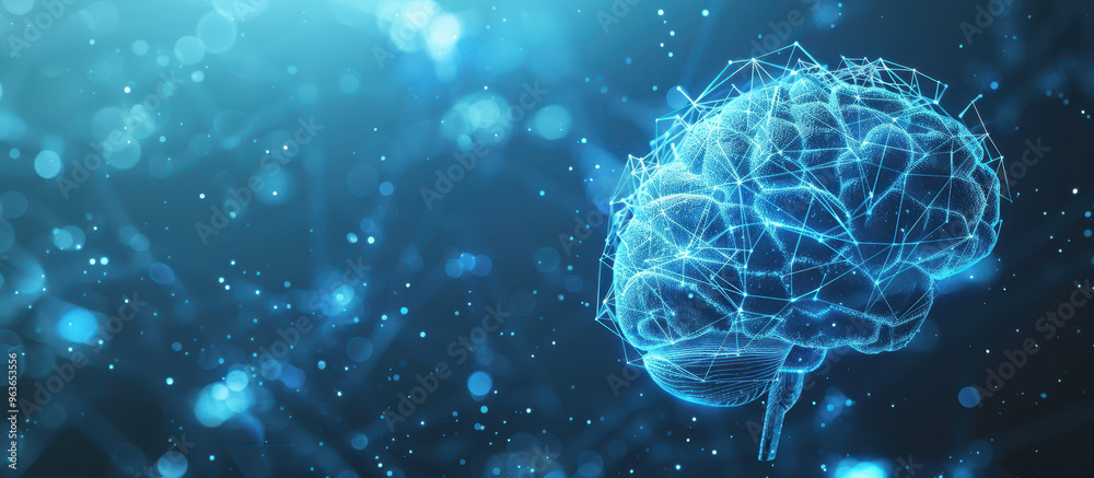 AI brain, science style. Space for text or design. Vector illustration. Background for wallpaper, poster, banner, card.