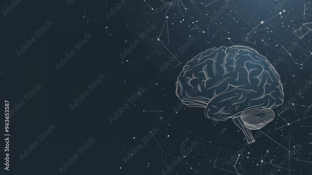AI brain, science style. Space for text or design. Vector illustration. Background for wallpaper, poster, banner, card. AI brain, science style. Space for text or design. Vector illustration. Background for wallpaper, poster, banner, card.