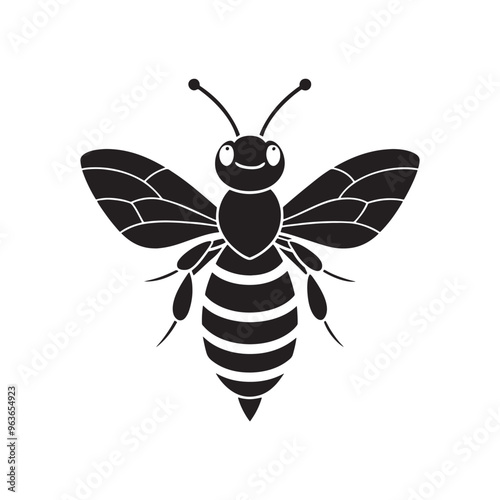 Bee Silhouette Vector for Coloring Book