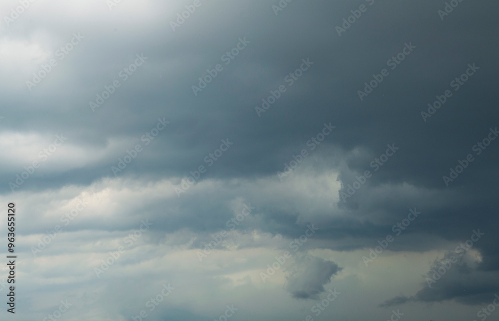 sky covered by intense dark cumulonimbus clouds
