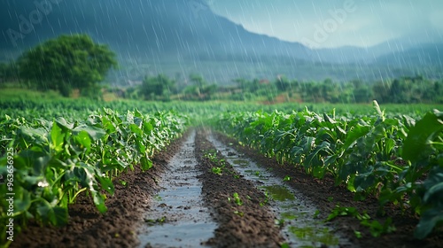 Community adapting to unpredictable weather with new farming techniques, emphasizing the need for resilience and innovation in the face of climate challenges. photo