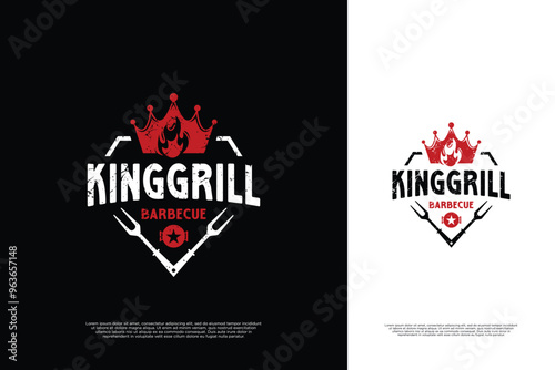 King barbecue logo design with retro style