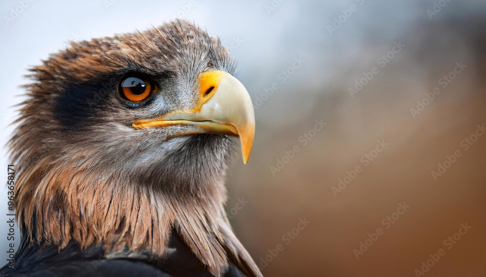 Naklejka premium High-quality eagle eye focus, close-up, sharp focus, wildlife, side view, copy space