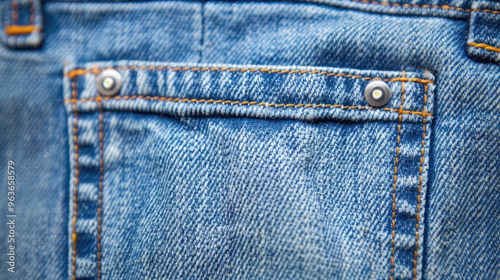 Blue jeans front pocket on white background, isolated closeup. Blue jeans front pocket on white background, isolated closeup.