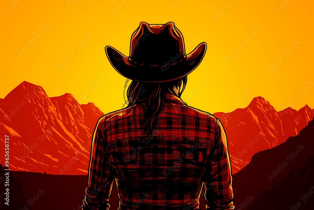 background image of a cowboy woman, western illustration style, western. background image of a cowboy woman, western illustration style, western.