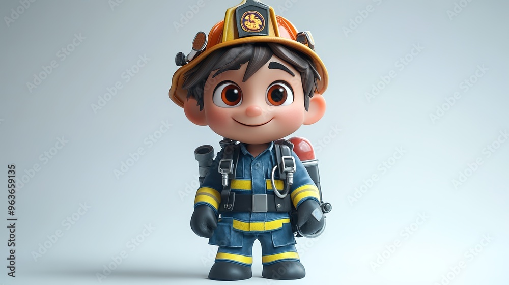 A cute cartoon character of an adorable little firefighter
A cute cartoon character of an adorable little firefighter