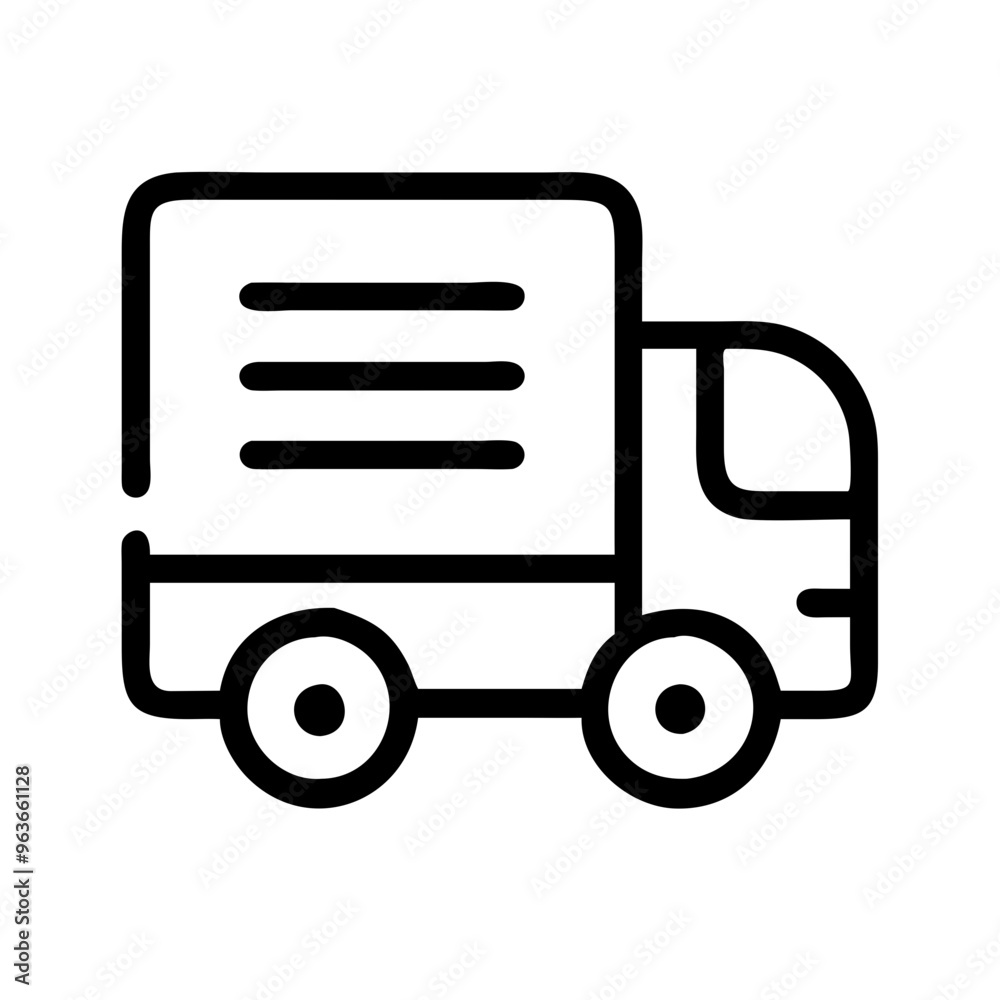 Simple Delivery Truck Icon in Black and White Representing Shipping Services Simple Delivery Truck Icon in Black and White Representing Shipping Services