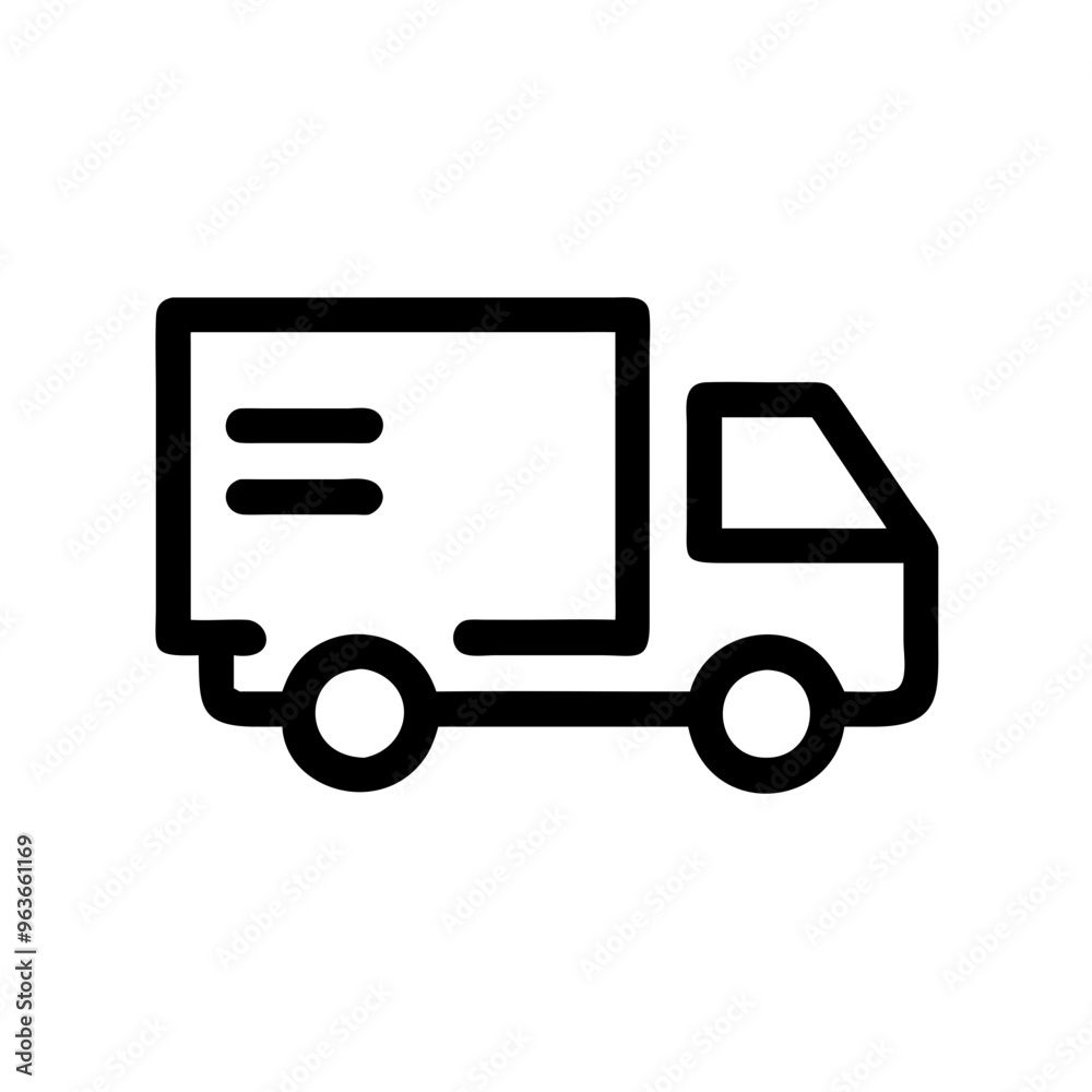 Minimalist Delivery Truck Icon with GPS Marker in Red and Beige Representing Location-Based Logistics