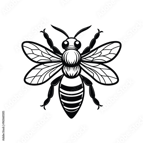 Bee Silhouette Vector for Coloring Book