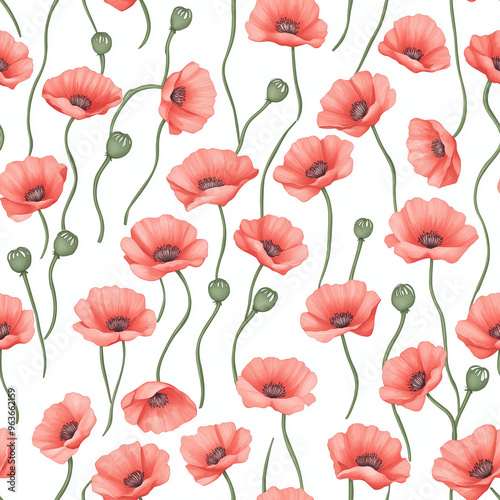 seamless pattern with poppies