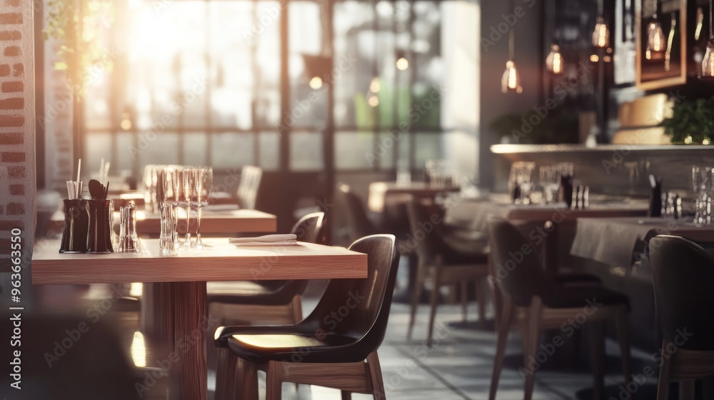 Cozy Restaurant Interior at Sunset Cozy Restaurant Interior at Sunset