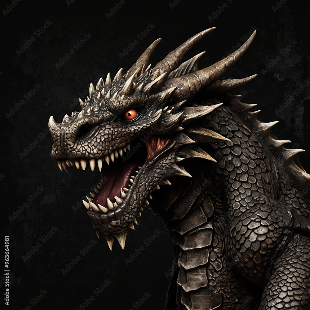 dragon head isolated on black dragon head isolated on black