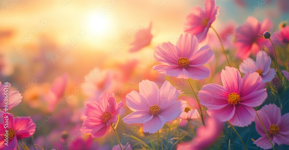 A beautiful spring flower field with a nature landscape with colorful wildflowers A beautiful spring flower field with a nature landscape with colorful wildflowers